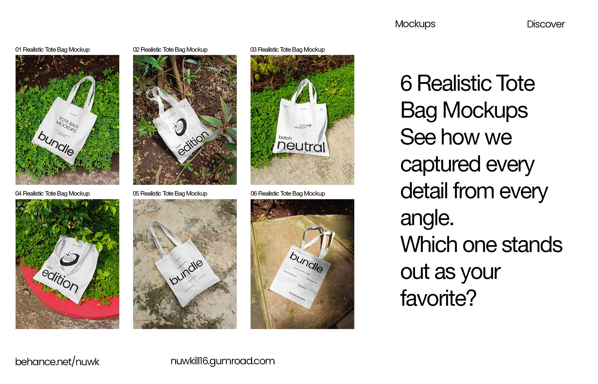 6 Realistic Tote Bag Mockups 2025 - (1 FREE)