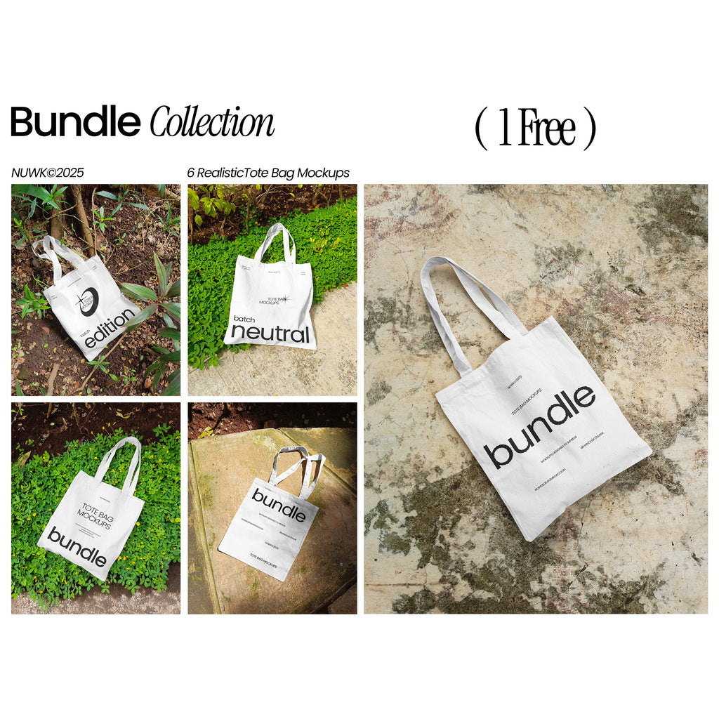 6 Realistic Tote Bag Mockups 2025 - (1 FREE)