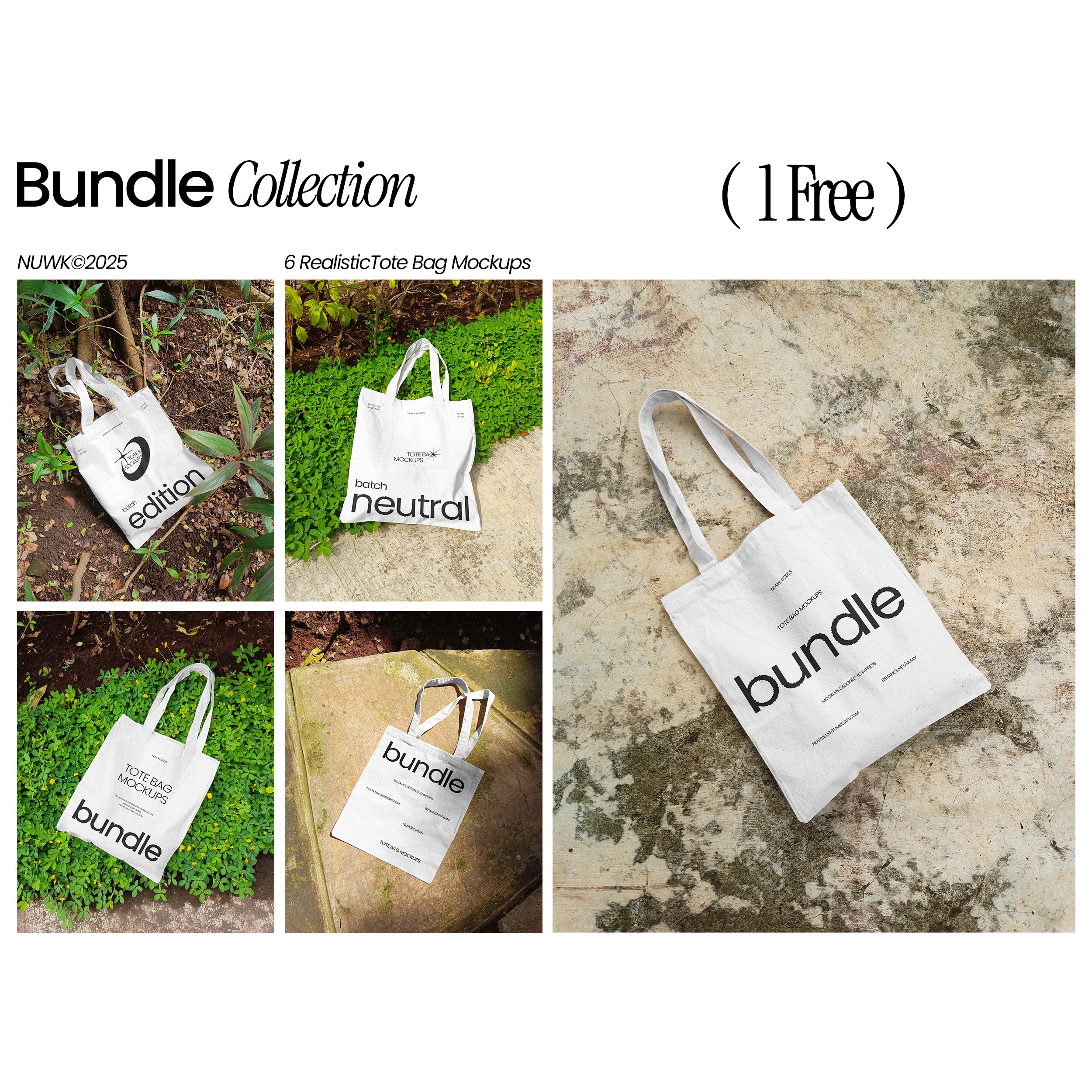6 Realistic Tote Bag Mockups 2025 - (1 FREE)