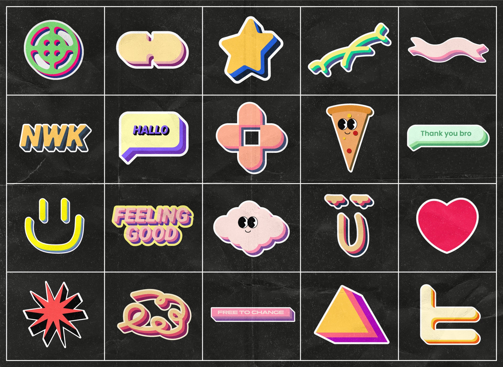 100 RETRO STICKERS PACK (FREE)
