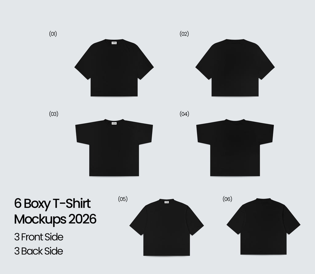 6 Boxy T-Shirt Mockups 2026 (1 FREE)