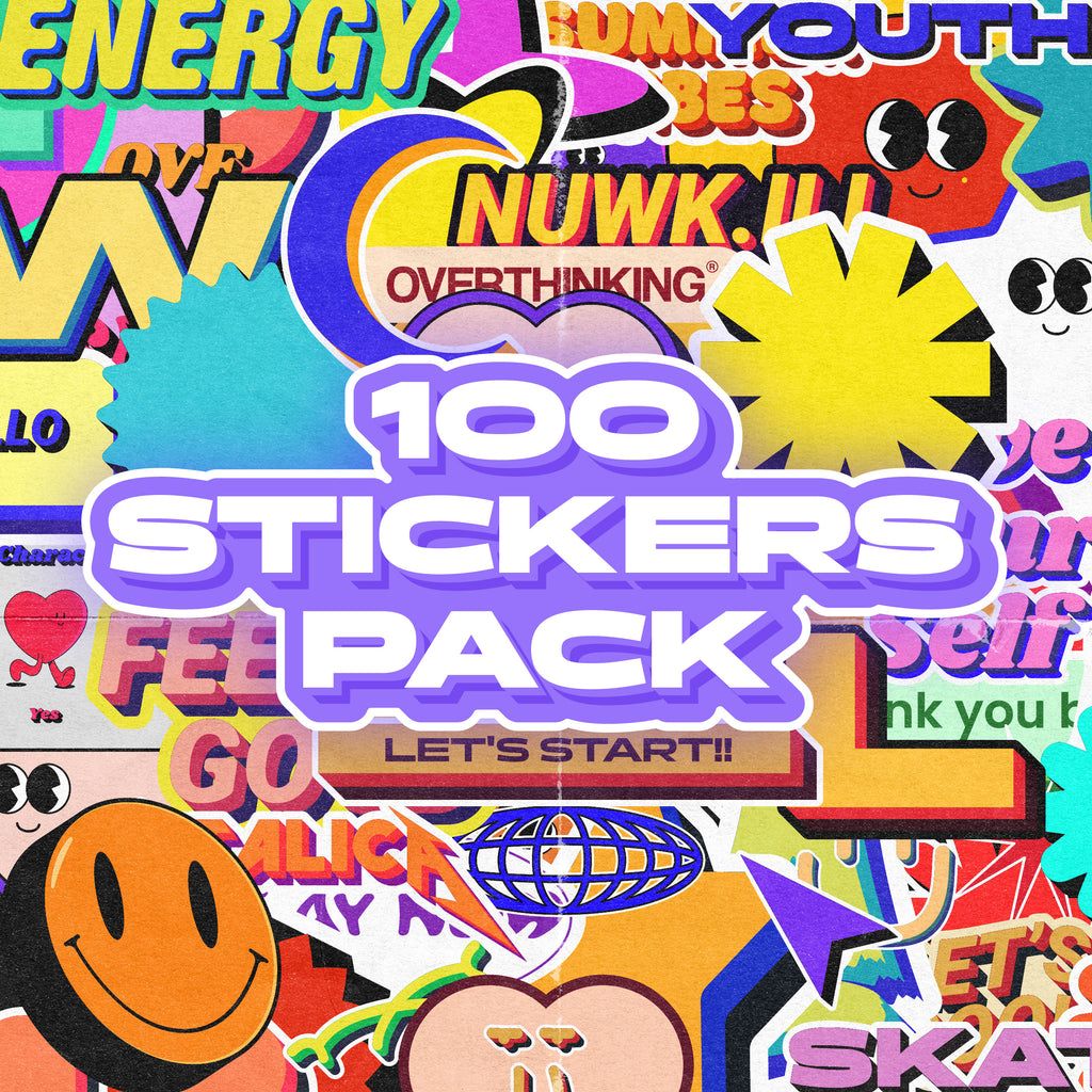 100 RETRO STICKERS PACK (FREE)